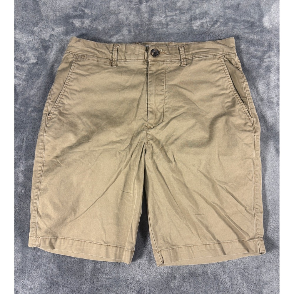 Goodfellow & Co Mens Every Wear Short 28 Tan Khaki Cotton Blend 9 Inch Inseam